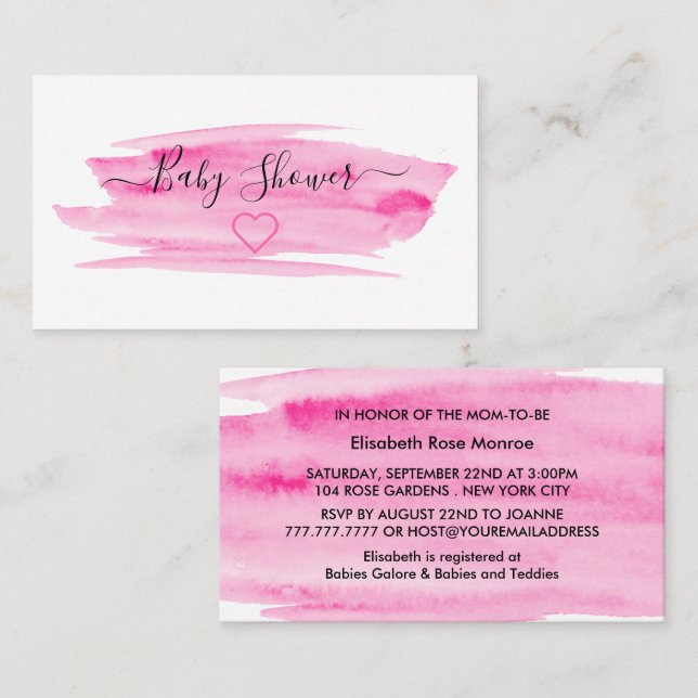 Watercolor Brushstroke Baby Shower Ticket Invite (Front/Back)