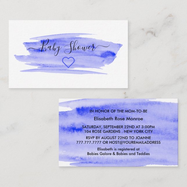 Watercolor Brushstroke Baby Shower Ticket Invite (Front/Back)