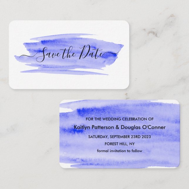Watercolor Brushstroke Save The Date Card (Front/Back)