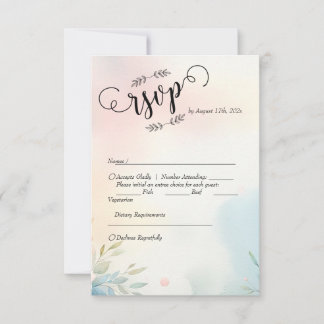 Watercolor Brushstrokes & Script: Minimalist RSVP Card