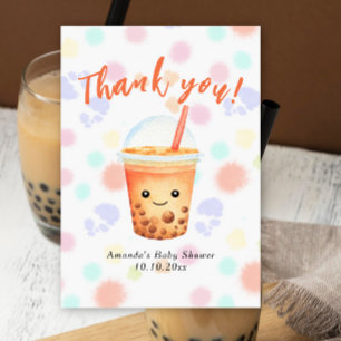Watercolor Bubble Tea Baby Shower Thank You Card