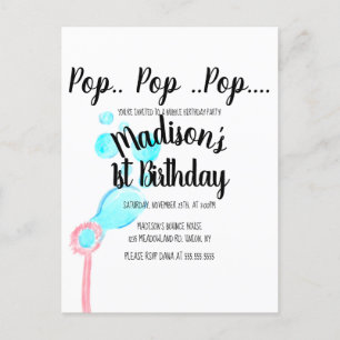 Watercolor Bubble Wand Pop Pop Pop Birthday  Postcard