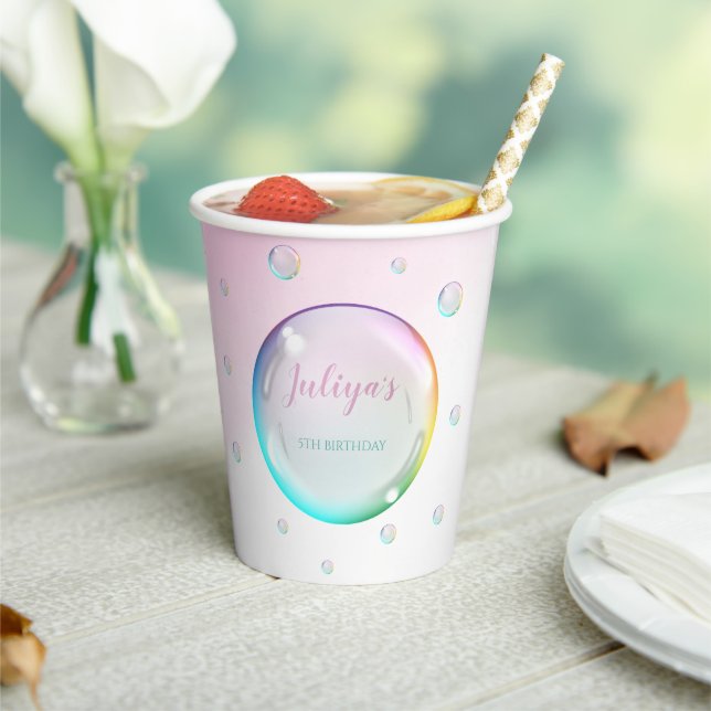 Watercolor bubbles Birthday  Paper Cups (Insitu)
