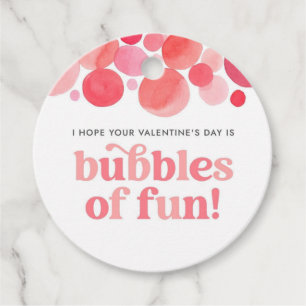 Watercolor Bubbles of Fun Valentine's Day Favour Tags