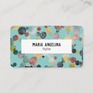 Watercolor Bubbles Spots & Dots Pink Blue Green Business Card