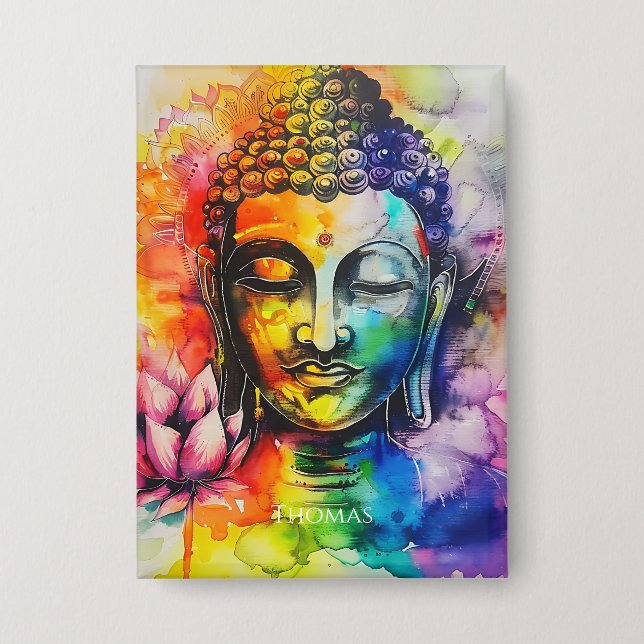 Watercolor Buddha Rainbow Personalized Name  (Front)