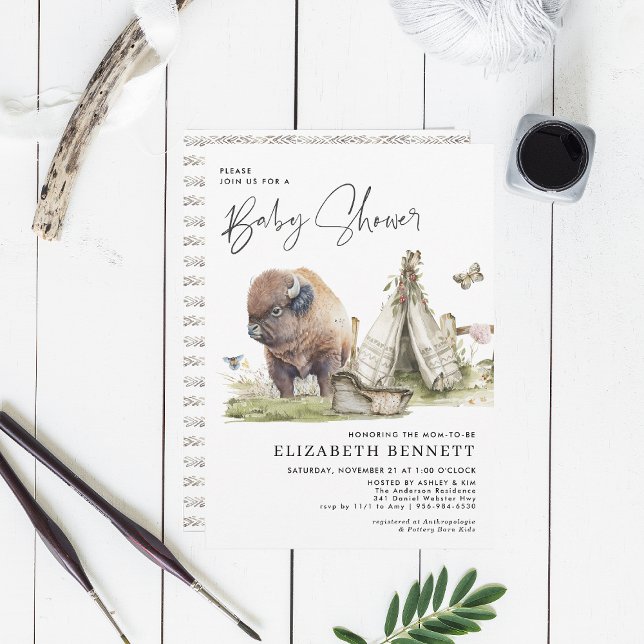 Watercolor Buffalo Bison Baby Shower (Creator Uploaded)