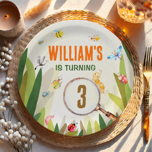 Watercolor Bug Insect Boy Birthday Paper Plate
