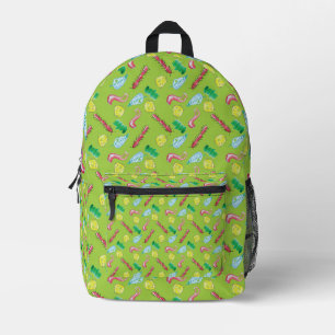 Watercolor Bugs Crawling in a Bright Green World Printed Backpack