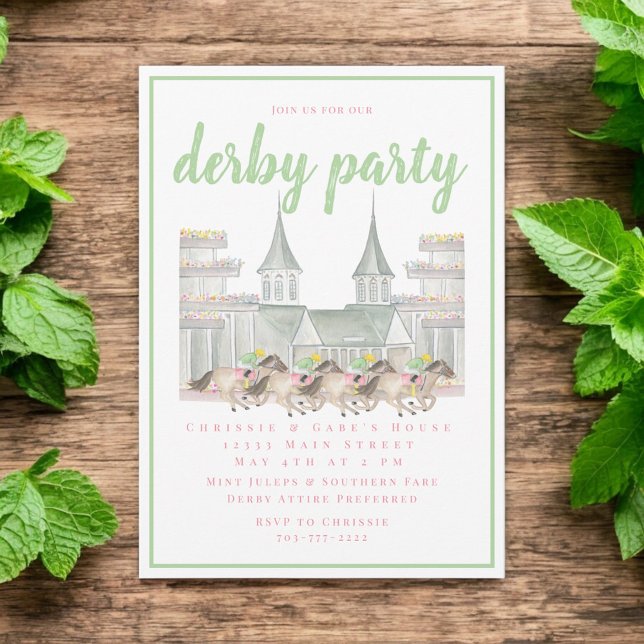 Watercolor Building Derby Party Horse Racing  Invitation (Creator Uploaded)
