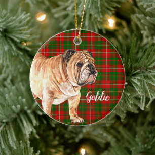 Watercolor Bulldog Personalized Ceramic Ornament