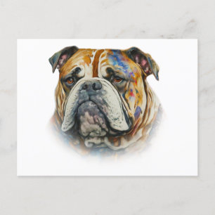 Watercolor Bulldog Postcard