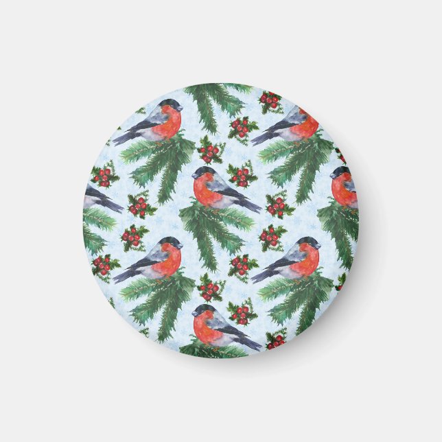 watercolor bullfinch magnet (Front)