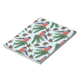 watercolor bullfinch notepad