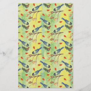 Watercolor Bullfinch,Watercolor Birds Stationery