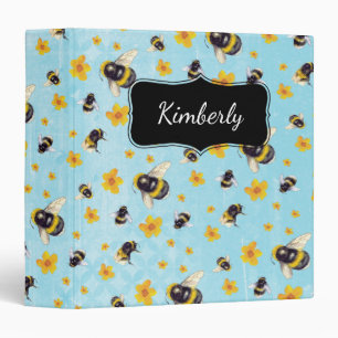 Watercolor Bumble Bee Personalized Binder