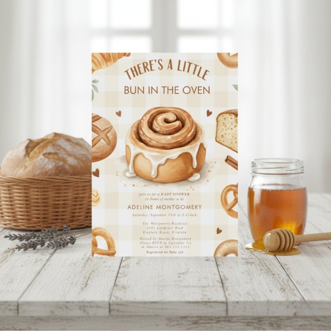 watercolor Bun in the Oven Bakery Baby Shower Invitation (Creator Uploaded)