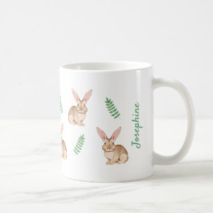 Watercolor Bunnies And Greenery Cute Easter Coffee Mug
