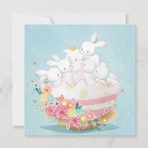 Watercolor Bunnies in Flower Easter Egg