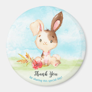 Watercolor Bunny Baby Shower Farm Thank You Magnet