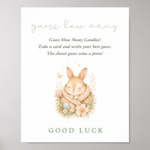 Watercolor Bunny Baby Shower Guess How Many Poster