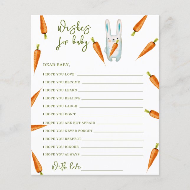 Watercolor bunny baby shower - wishes for baby (Front)