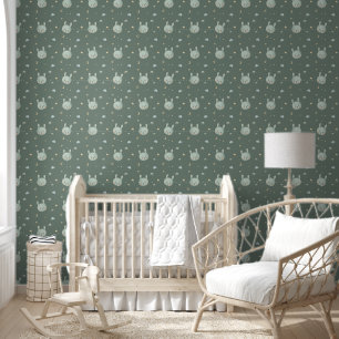 Watercolor Bunny Clouds Rainbow Dreamy Nursery  Wallpaper