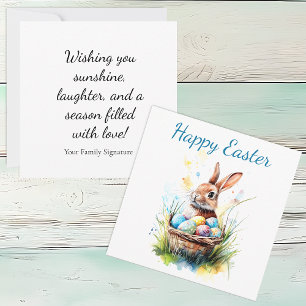 Watercolor Bunny & Easter Basket Card