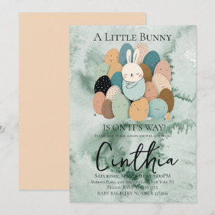 Watercolor Bunny Easter Pastel Egg Baby Shower Invitation
