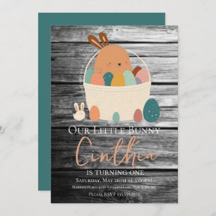 Watercolor Bunny Easter Pastel Egg Birthday Party Invitation