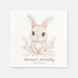 Watercolor Bunny First Birthday Party Tableware Napkin