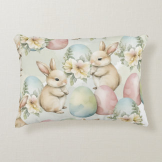 Watercolor Bunny Garden Accent Pillow