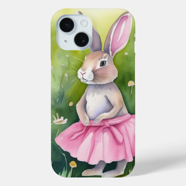 Watercolor  Bunny In Pink Tutu Case-Mate iPhone Case (Back)