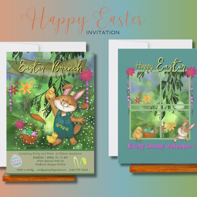 Watercolor Bunny invitation to Easter Brunch (Watercolor Bunny invitation to Easter Brunch)