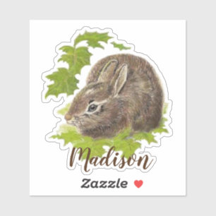 Watercolor Bunny Rabbit Animal  Custom Name