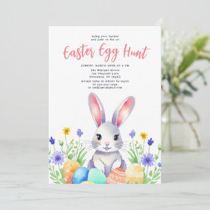 Watercolor Bunny Rabbit Easter Egg Hunt Invitation
