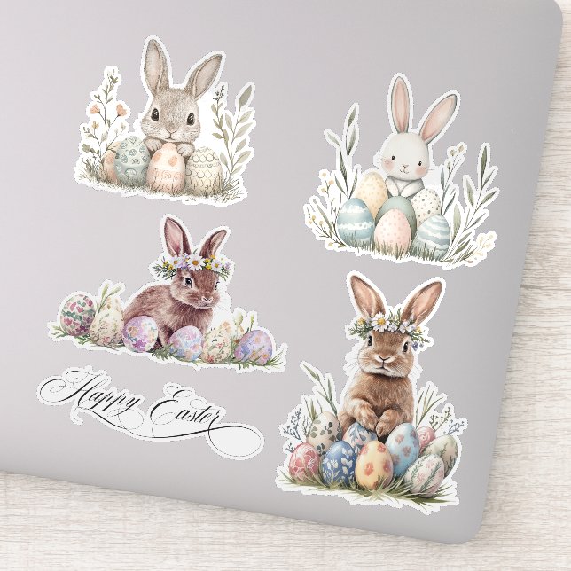 Watercolor Bunny Rabbit Easter Spring (Detail)