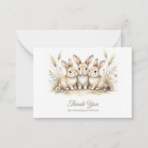 Watercolor Bunny Thank You Card, Woodland Baby Sho Card
