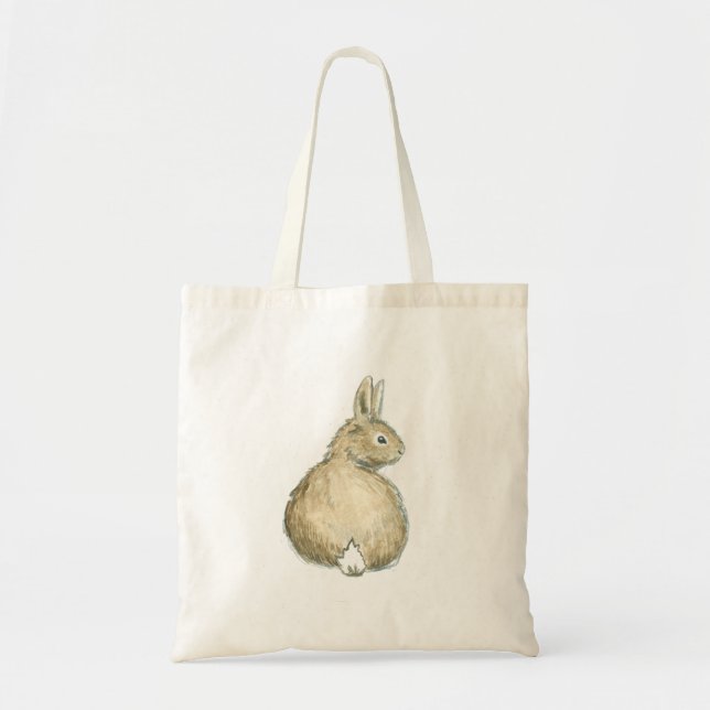 Watercolor Bunny Tote Bag (Front)