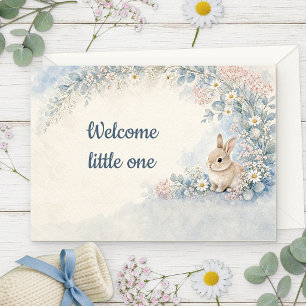 Watercolor Bunny Welcome Baby Card