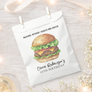 Watercolor Burger Party Birthday Favour Bag