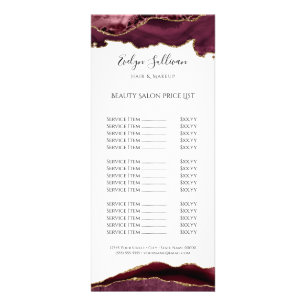 watercolor burgundy agate price list rack card