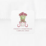 Watercolor Burgundy Amaryllis Christmas Gift Square Sticker<br><div class="desc">PreppyPrint.com - Celebrate Christmas in style! Add your personalized touch. Transfer this design onto the products of your choice too! Please visit my designer store,  PreppyPrint.com,  for coordinating items.</div>