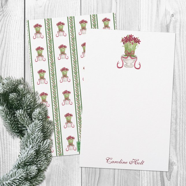Watercolor Burgundy Amaryllis Personalized Stationery (Creator Uploaded)