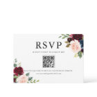 Watercolor Burgundy and Blue Flowers QR Code
