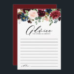 Watercolor Burgundy and Navy Flowers Wedding Advice Card<br><div class="desc">Give your advice to the newlyweds with this customizable wedding advice card. It features watercolor floral garland of red,  burgundy,  blush and navy blue flowers with greenery accents. Personalize this floral wedding advice card by adding your own texts. This floral advice card is perfect for fall weddings.</div>