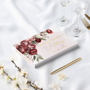 Watercolor Burgundy Blush Floral Wedding Guest Book