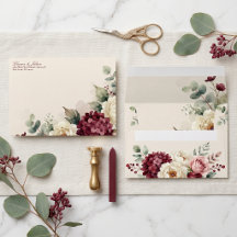 Watercolor Burgundy Blush Pink Floral Wedding