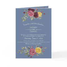  Watercolor Burgundy Country Roses Blue