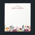 Watercolor Burgundy Floral Personalized Stationery Notepad<br><div class="desc">More pretty Notepads in the Little Bayleigh Store!</div>